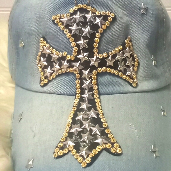 Cross Bling 💎 Denim Baseball Cap - Picture 11 of 12